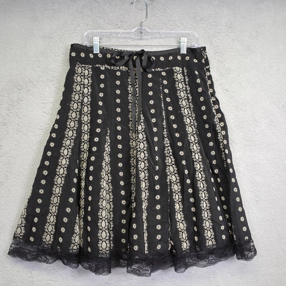 Caroline‎ Morgan Skirt Womens L Black Floral Lace Boho Whimsigoth Steampunk